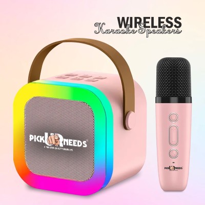 Make Ur Wish Rechargeable Bluetooth Karaoke Speaker With Mic With RGB Light Microphone With Speaker(Pink)