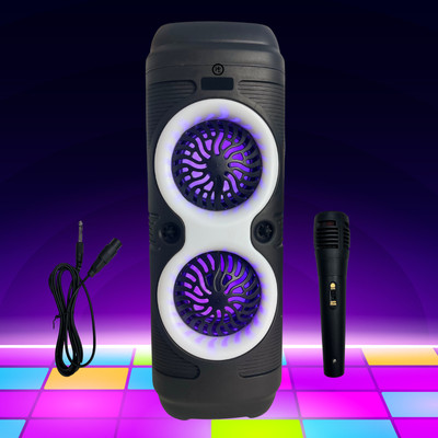 HIMSTAG Electronics Powerful 24W Bluetooth Speaker & Karaoke Microphone Combo 240 W Bluetooth Party Speaker(Black, 2.0 Channel)