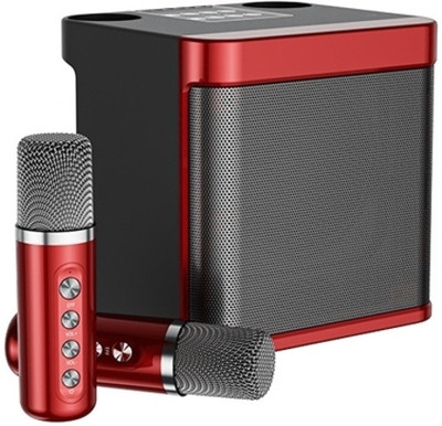 dkian Karaoke Dual Mic Bluetooth Speaker Stereo Bass Subwoofer Party 100 W Bluetooth Party Speaker(Red, Stereo Channel)