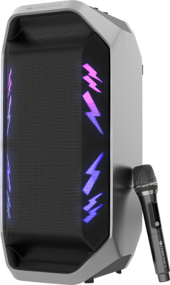 ZEBRONICS Party fyre 110,Up to 6hrs Backup, Dual Drivers, Wireless Karaoke Mic, BTv5.3,TWS 110 W Bluetooth Party Speaker(Black, Stereo Channel)