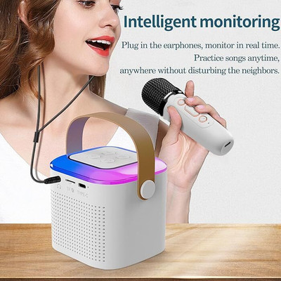 Orelius Fire ®Sing-Along Fun Kids' Karaoke Machine with Wireless Microphone Bluetooth Speaker with Alexa Assistant Smart Speaker(Multicolor)