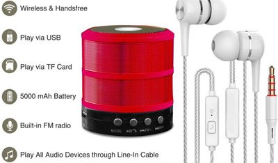 SSVOCATIONPOINT Thunder Sound Bluetooth Speaker With Earphone with Google Assistant Smart Speaker(Combo Pack Red Wireless Bluetooth Speaker Thunder Sound With Earphone 3.5mm)