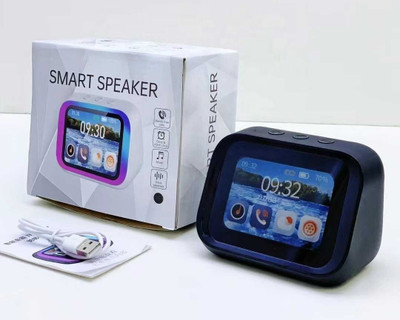 dkian Playback Alarm Clock Light Wireless Speaker for Kids AI Voice Assistant with Google Assistant Smart Speaker(Black)