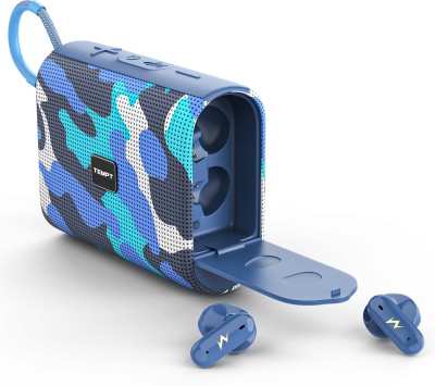 TEMPT Juggler Portable Bluetooth Speaker with In-Built Earbuds, BT V5.3 5 W Bluetooth Soundbar(Army Blue, 5.1 Channel)