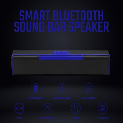 ZWOLLEX Stereo Soundbar for Phone/TV/Laptop/Tablets/Projectors, Multi Modes Aux 10 W Bluetooth Soundbar(Blue, Stereo Channel)