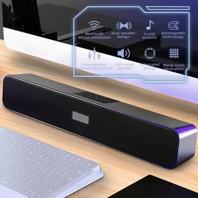 Soroo Future Tv speakers soundbar Dynamic Thunder Sound 2200mAh Battery 10W speaker Soundbar 10 W Bluetooth Soundbar(Black,Wall Computer TV Desktop Speakers, 2.0 Channel)