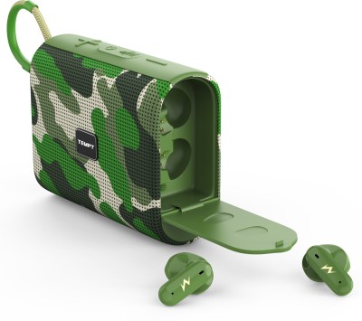 TEMPT Juggler Portable Bluetooth Speaker with In-Built Earbuds, BT V5.3 5 W Bluetooth Soundbar(Army Green, 5.1 Channel)