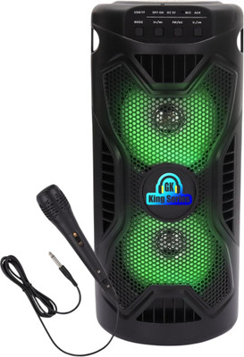 Gk King Series Double Woofer 30W Multi-Media Bluetooth Party Speaker with Wired Mic for Karaoke 30 W Bluetooth Soundbar(Black, Mono Channel)