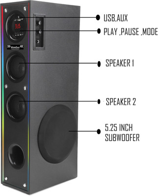 Xhimdun WR-1 TOWER SPEAKER 100 W Bluetooth Tower Speaker(Black, 2.1 Channel)