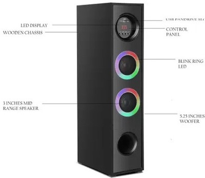 querial BN-LK/JJ 80 W Bluetooth Tower Speaker(Black, 3 Channel)