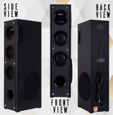Quaranel ER-343 multimedia speaker Sound Stereo bass Built-in FM 120 W Bluetooth Tower Speaker(Black, 3 Channel)