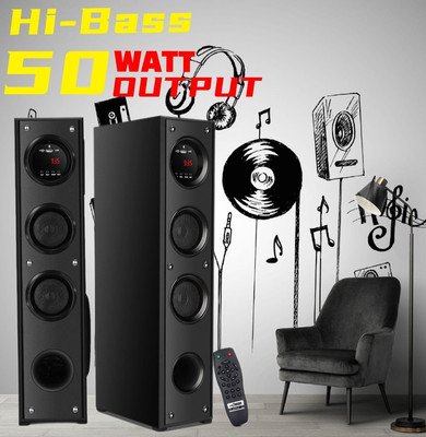 QuillQuarry IHJ-TR Neckband hi-bass Wireless Bluetooth headphone 100 W Bluetooth Tower Speaker(Black, 3 Channel)