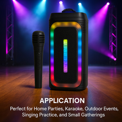ots world Party Music Box with wireless Voice Changing Mic 50 W Bluetooth Tower Speaker(Black, 2.0 Channel)