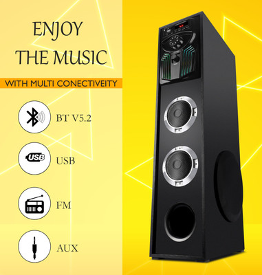 Yoment 76j Home theater System 100 W Bluetooth Tower Speaker(Black, 3 Channel)