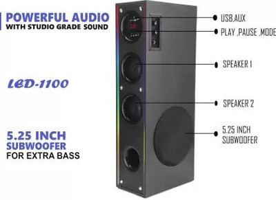 Qcluellu Karaoke Speaker With Mic Super Bass Bluetooth Wireless 80 W Bluetooth Tower Speaker(Black, 3 Channel)