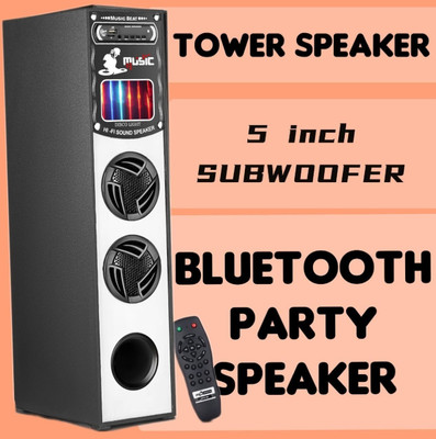 Yoment Party Speaker with Bluetooth Connectivity 120 W Bluetooth Tower Speaker(White, 3 Channel)