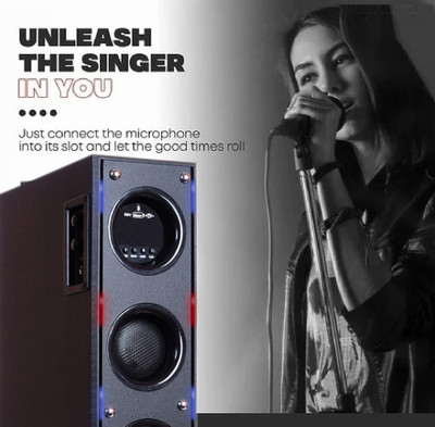 liluns LK-98 multimedia karaoke Bluetooth Music System Home theater 100 W Bluetooth Tower Speaker(Black, 3 Channel)