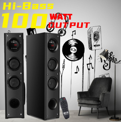 liluns BVH-9Y/M Tower Multimedia Speaker System Remote Control 100 W Bluetooth Tower Speaker(Black, 4.1 Channel)