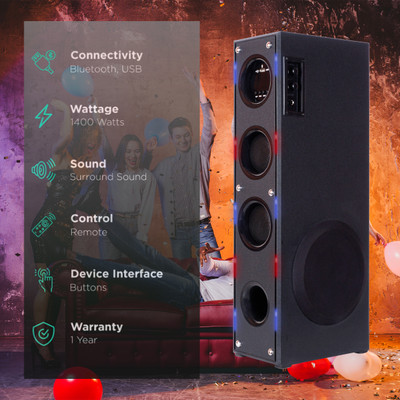 D1Y3 Multimedia Dj Box Music System Home theatre 100 W Bluetooth Tower Speaker(Black, 2.0 Channel)