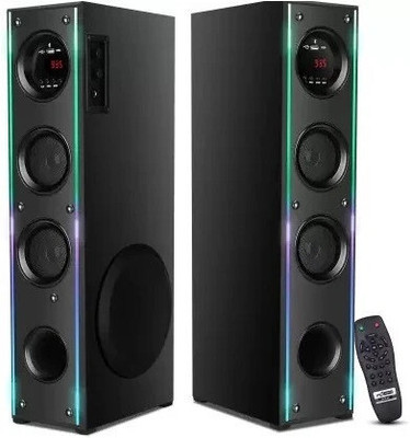 Qcluellu 250 =FG TOWER SPEAKER DJ Sound Stereo bass Built-in FM 80 W Bluetooth Tower Speaker(Black, 3 Channel)