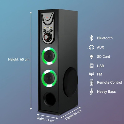 RZG Sonic Pro 2 Hard Bass 120 W Bluetooth Tower Speaker(Black, Mono Channel)