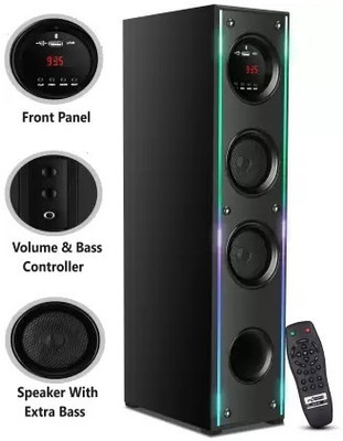 QuillQuarry MNB876 Wireless Bluetooth Speaker With USB /FM 100 W Bluetooth Tower Speaker(Black, 3 Channel)