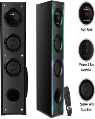 ultiads UY765 Premium bass Multimedia speaker 100 W Bluetooth Tower Speaker(Black, 3 Channel)