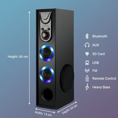 RZG Dj Box High-Quality Music System Heavy Crystal clear sound 120 W Bluetooth Tower Speaker(Black, 3 Channel)
