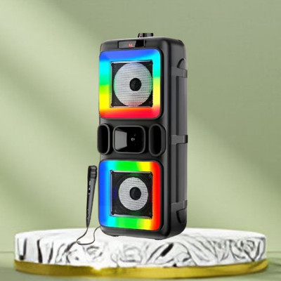 GUGGU Bluetooth Party Speaker With Karaoke Mic & RGB Lights Immersive Stereo SoundJ21 40 W Bluetooth Tower Speaker(Black, 4.1 Channel)
