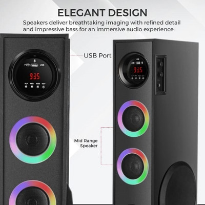 liluns WE-FD Tower Multimedia Speaker System Remote Control 100 W Bluetooth Tower Speaker(Black, 4.1 Channel)