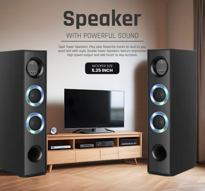 QuillQuarry GFD-N-Tower Multimedia Speaker System Remote Control 100 W Bluetooth Tower Speaker(Black, 4.1 Channel)
