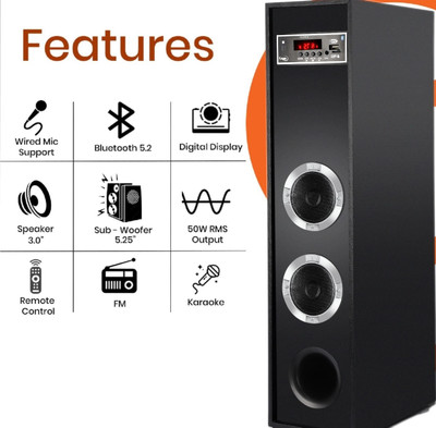 ultiads 76UYWireless Bluetooth Speaker With USB /FM 100 W Bluetooth Tower Speaker(Black, 3 Channel)