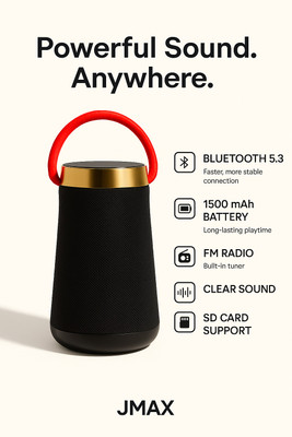 Jmax WSTER Wireless Speaker (1500mAh Battery) Supports FM, SD Card, USB & TWS 7 W Bluetooth Tower Speaker(Black, Stereo Channel)