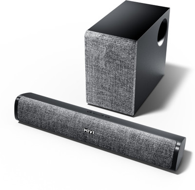 Mivi Fort S48 Soundbar With Subwoofer, 48W, 2.1 Channel, BT V5.3 Sound Bar 48 W Bluetooth Soundbar  (Black, 2.1 Channel) For Rs. 2499 @ 82 %