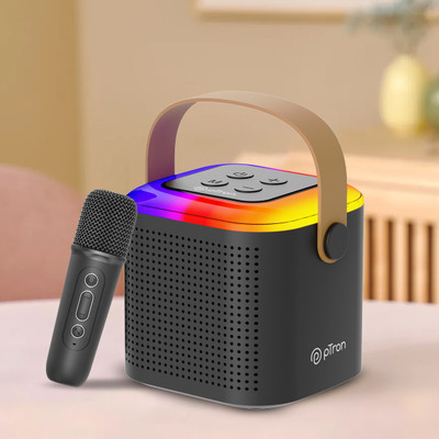 PTron Funk Play With Karaoke Mic, 10W Pristine Sound, 8Hrs Playtime, RGB Lights 10 W Bluetooth Speaker (Black, Mono Channel) For Rs. 848 @ 73 %