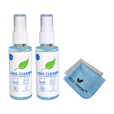 Eco Vision 2 Lens Cleaning Spray With 2 Microfiber Cloth For Spectacle, Camera, Laptop etc(2 x 100 ml)