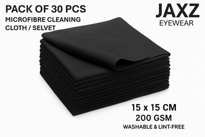 Jaxz Eyewear 30 PCS Premium Microfiber Cleaning Cloth for Glasses (Mostly Black) Dry Microfiber Cleaning Cloth(30 Units)