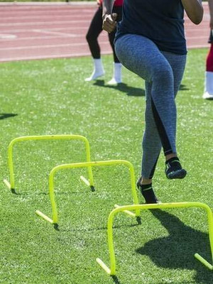 MRT SPORTS Speed Training & Practice Hurdle Track & Fields 12 inch for Unisex Adult Yellow PVC Speed Hurdles(For Adults Pack of 6)