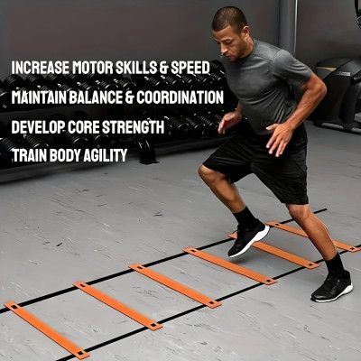 Xfinity Fitness Agility Ladder 4 meter Speed Training Ladder with Adjustable Rungs Speed Ladder(Orange)