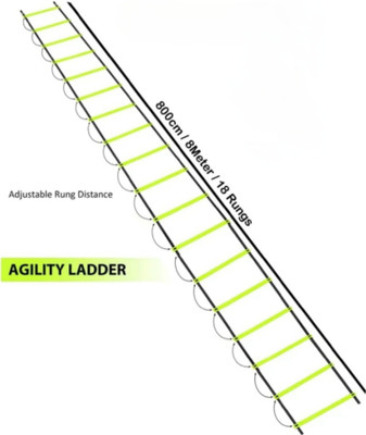 RAJESH SPORTS Agility Speed Training Ladder 8 Meter with 16 Adjustable Rungs with Carry Bag G Speed Ladder(Green)