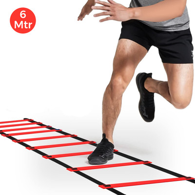 Strauss Adjustable Exercise Agility Ladder for speed training equipment, 6 meter Speed Ladder(Red)