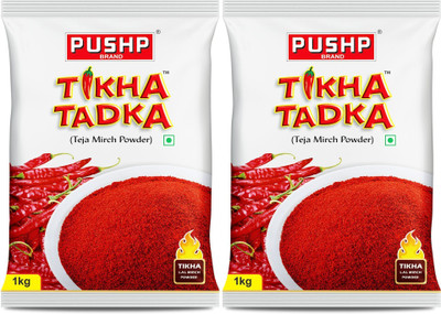 Pushp Brand Tikha Tadka Chilli / Mirch Powder Extra Spicy for Sabzi,Dal Fry,Everyday Cooking(2 x 1 kg)