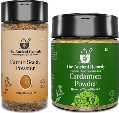THE ANCIENT REMEDY Combo Pack Cumin Seeds Powder 100g and Cardamom Powder 100g(2 x 100 g)
