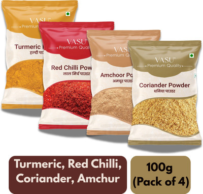 VASU Spice Powder Turmeric, Red Chilli, Coriander & Amchur 100g Pack of 4(4 x 100 g)