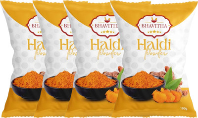 Bhavitha Turmeric Powder, Natural Golden Haldi Powder | No Added Flavours and Colours(4 x 100 g)