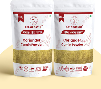 R K ORGANIC Coriander Cumin Powder Dhaniya Jeera Powder No Added Flavours and Colours(2 x 200 g)