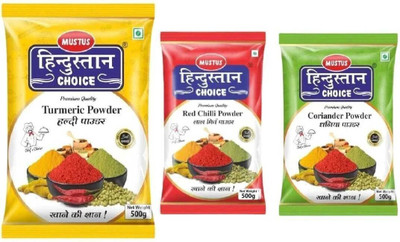Mustus Hindustan choice Masala Combo – Turmeric, Coriander & Red Chilli Powder(3-in-1 Set)(3 x 500 g)
