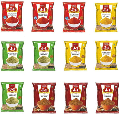 J-1 Haldi, Mirchi, Dhaniya, Garam Masala 50-50g×3-3 Packets(12 x 50 g)