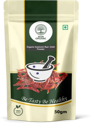 IKON Organic Kashmiri Red Chilli/Karam Podi|Organic Laal Mirch|Spices & Masala(50 g)