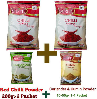 J-1 Red Chili Powder S 200GX2Packets, Coriander & Cumin Powder 50g Eatch(4 x 125 g)